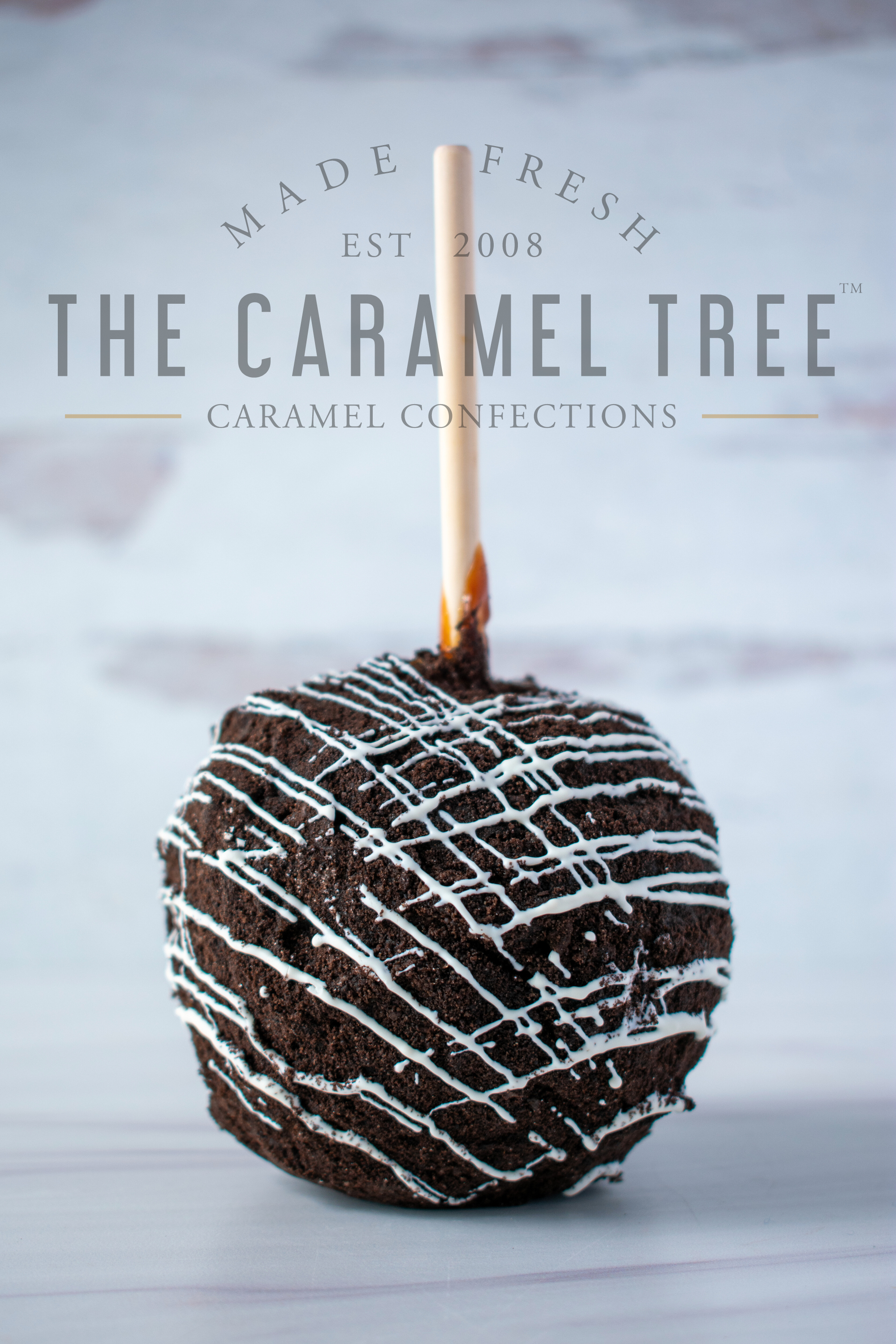 the caramel tree oreo crumb caramel apple with logo